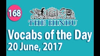 Daily The Hindu Vocabulary 20 June 2017  Learn 10 New Words with Tricks  Day168 [upl. by Scibert]