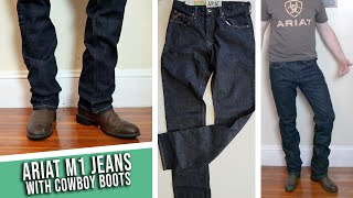 M1 Mens Ariat Jeans with 8 Cowboy Boot Styles [upl. by Aivatal]