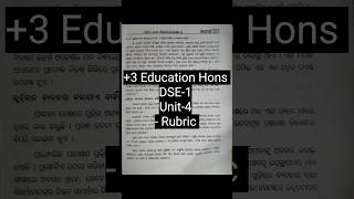 Rubric3 Education Hons DSE15th SemesterUnit4 [upl. by Nanny]