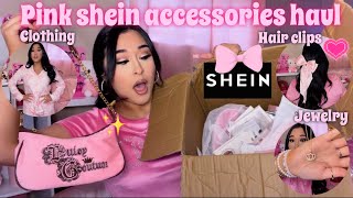 PINK SHEIN COQUETTE ACCESSORIES HAUL  40 items juicy couture purses clothing nails amp jewelry [upl. by Sallee]