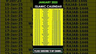 January 2025 Islamic Calendar  Islamic Calendar 2025  shorts [upl. by Anitsihc]