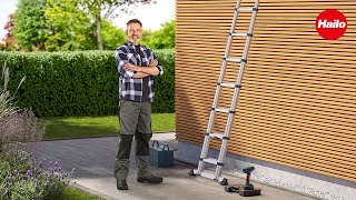 HAILO T100 FlexLine  AluminiumTeleskopleiter  Aluminium Safety Telescopic Ladder [upl. by Hermes362]