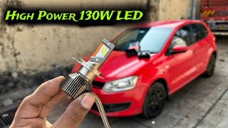 Best Led Headlight Bulb For Cars In 2024  Carhatke 130W H4 LED Bulb  Led Installation In Polo [upl. by Anselme]