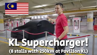 Tesla Supercharger in Malaysia Pavilion KL 8 Stalls with 250kW [upl. by Llecram490]