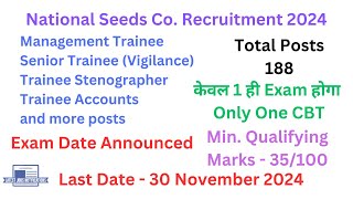 National Seeds Corporation Recruitment 2024  Stenographer Vacancy 2024  Accounts Job Vacancy [upl. by Atihana]