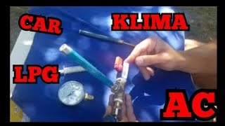 Filling the air conditioning system with lighter gas PropaneButane r600 r290 Do it yourself [upl. by Marko775]