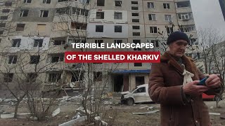 Terrible landscapes of the shelled Kharkiv [upl. by Ynamad]