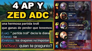 😰 MAL EARLY con 4 AP y ZED ADC ¿ERA DODGE 🤔  Guía Platino [upl. by Nissy]