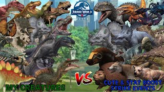 My Creatures vs Stat Boost Strike Events  Jurassic World Alive [upl. by Lynnworth851]