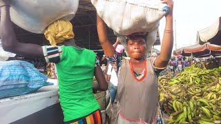 LOCAL AFRICAN CITY COMMUNITY MARKET AGBOGBLOSHIE GHANA ACCRA [upl. by Dorcas84]