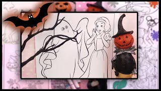 Coloriage Halloween de Princesses Ariel BlancheNeige Cendrillon Belle [upl. by Ail]