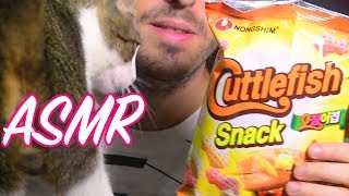 ASMR Crunchy Asian Snacks  Cuttle Fish UGua Spicy Chips 오징어 먹방 [upl. by Acceb]