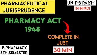 Pharmacy Act 1948 complete  Pharmaceutical jurisprudence  Unit 3 B pharmacy 5th semester [upl. by Alamat]