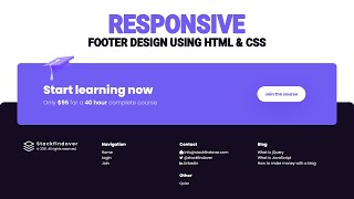 100 Responsive Website Footer  Awesome Footer Design Using Html amp CSS [upl. by Kwasi]