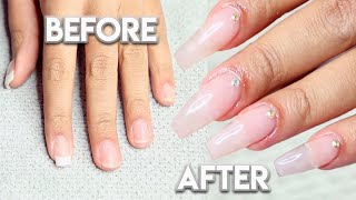 HOW TO DO YOUR OWN BUILDER GEL NAILS AT HOME  BEGINNER FRIENDLY [upl. by Eikcor549]