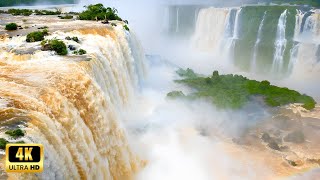 AERIAL VIEW OF IGUAZU FALLS BREATHTAKING WATERFALLS ON THE BRAZILARGENTINA BORDER 4K DRONE FOOTAGE [upl. by Lette79]