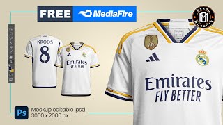 Real Madrid 2023 jersey mockup FREE PSD  Download [upl. by Atinniuq]