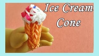 Rainbow Loom Ice Cream Cone Charm 3D [upl. by Brittney]