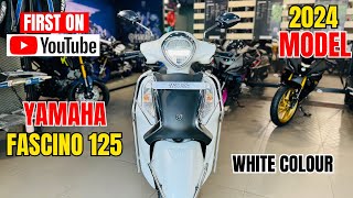 1st On YT😍2024 Yamaha Fascino 125 White🤍Detailed Review  Price  New Changes  Features😱New Update🔥 [upl. by Eentroc]