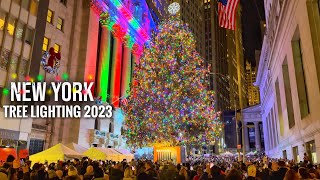 NYC Christmas 2023 ✨ NYSE Christmas Tree Lighting 2023 ✨ Biggest Christmas Tree in NYC 2023 [upl. by Neemsay]