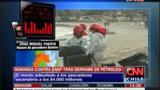 Pescadores de Quintero demandan a ENAP por pago de labores de limpieza tras el derrame de petróleo [upl. by Naffets]