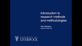 Introduction to research methods and methodologies [upl. by Onimod]