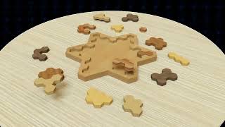 63 Snowflake Puzzle Wooden Toy 3D Model [upl. by Hollingsworth]