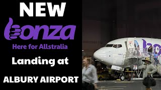 NEW Bonza plane landing at Albury Airport  at night   REX landing as well [upl. by Jolynn464]