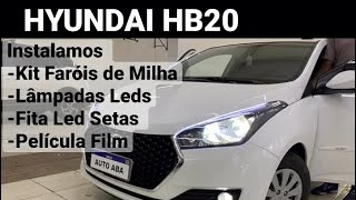 HYUNDAI HB20 Instalamos o Kit de Faróis de Milha Auxiliar com Botão Trip Lâmpadas Leds e Fita Seta [upl. by Cheria]