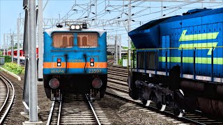 Two Trains Crossing On Same Track  WDG4 VS WAP7  Train Simulator 2022 [upl. by Atteugram419]