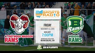 Badin vs TrotwoodMadison  Divison III Playoffs  Football [upl. by Nosiddam658]