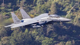 USAF F15E Strike Eagles  Gunny Flight 21  22  Low level through the Lake District  UK  LFA17 [upl. by Hgielak]