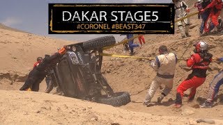 Big flip crash Dakar rally for Tim and Tom Coronel in stage 5 in the Jefferies buggy peru bolivia [upl. by Calderon]