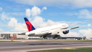 Very Dangerous Landing DELTA Airlines Boeing 777 Landing At Headrow Airport MFS2020 [upl. by Lemcke]