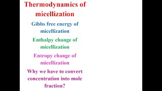 Thermodynamics of micellization [upl. by Yleak]