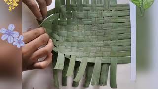 How to make basket from bananas leaf  diy weaving basket easy basket from bananas leaf [upl. by Lunette]