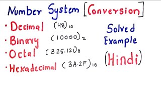 BinaryDecimalOctal Hexadecimal Conversion in hindi Part 1  DLDA  digital Logic  Lectures [upl. by Rozalin]