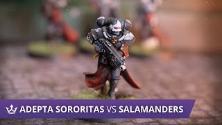 Adepta Sororitas vs Salamanders  9th edition 40k battle report [upl. by Erdnassak719]