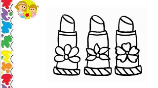 Easy Lipstick 💄💋 colourful lipstick💄💋drawing for kids how to draw lip💋 stepbystep lipstick draw [upl. by Sert]