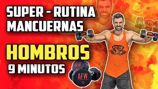 🔴 RUTINA HOMBROS 9 MINUTOS 3  EJERCICIOS DE HOMBROS CON MANCUERNAS EN CASA [upl. by Brittain313]