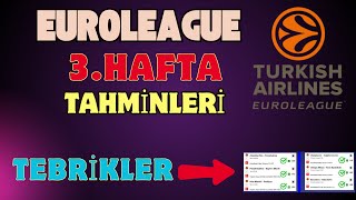 3HAFTA EUROLEAGUE TAHMÄ°NLERÄ°  EUROLEAGUEDE HAFTANIN BANKOLARI  15 EKÄ°M SALI Ä°DDAA TAHMÄ°NLERÄ° [upl. by Hardan246]