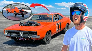 Drag Racing Whistlindiesels 1500hp General Lee HUGE wheelie [upl. by Ruthven166]