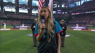 Ingrid Andress sings the worst National Anthem of All Time at the Home Run Derby [upl. by Naruq521]