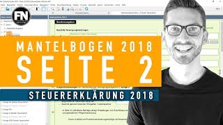 Mantelbogen 2018 Seite 2  Steuererklärung 2018 selber machen  Steuererklärung elster ausfüllen [upl. by Klos]