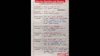 Interview Questions and answers l interview l common interview Questions and answer [upl. by Elraet164]