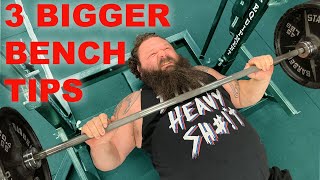 3 TIPS TO A BIGGER BENCH PRESS [upl. by Eeralav]