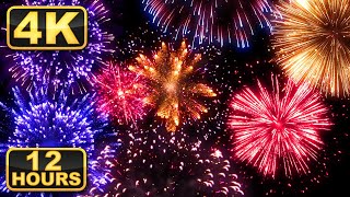 4K Amazing Fireworks Show with Sound 12 Hours of Best Fireworks Show Ever Relaxation Time [upl. by Panthia]