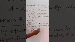 Symmetric and Skew symmetric Matrices theorems [upl. by Krenek645]