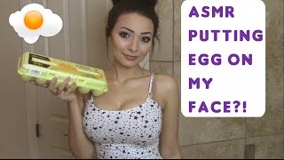 ASMR PUTTING EGG ON MY FACE Ear to Ear Binaural Whispering Repeating Words [upl. by Bibeau211]