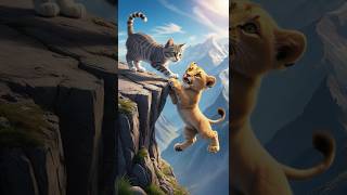 Heartwarming Tale Kitten Saves Lion Cub and Becomes Family ai aigenerated heartbreaking [upl. by Kiona]